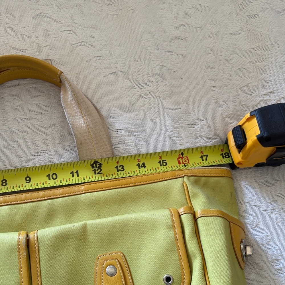 BNWOT Vintage Garden Tote by Coach Lime Green & Yellow Leather Needs Cleaning - Picture 13 of 15